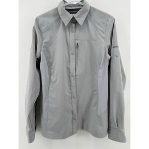 Columbia Womens Omni-Shade Sun Protection Long Sleeve Button-Up Shirt M Gray